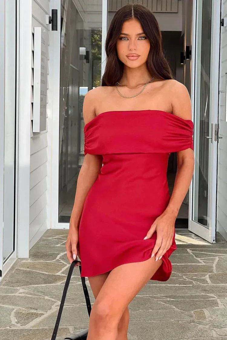 Playful Off-the-Shoulder Tie Bow Back Satin Yellow Short Homecoming Dress