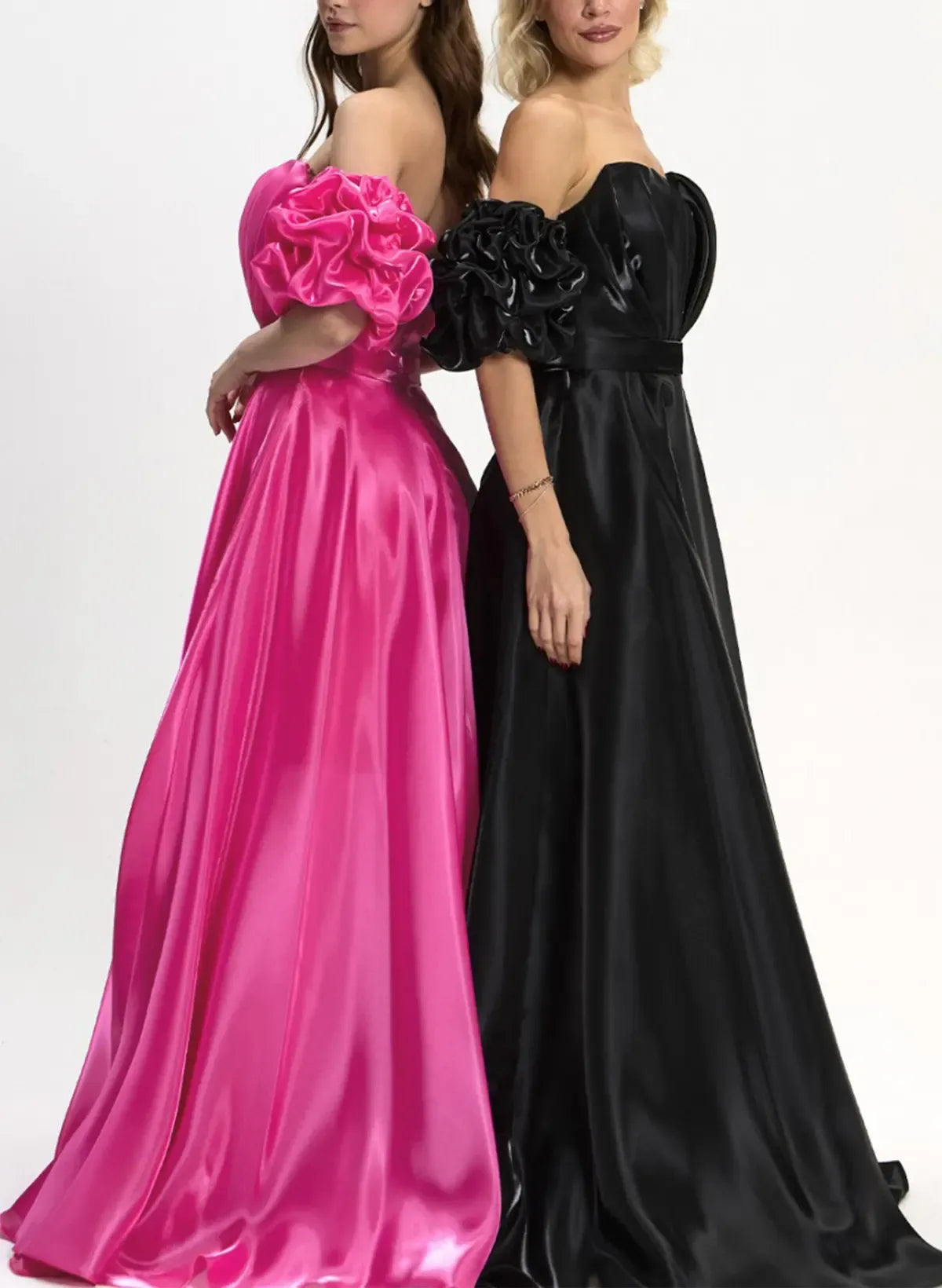 Pretty A-Line Sweetheart Detachable Sleeves Pleated Hot Pink Floor-Length Prom Dress