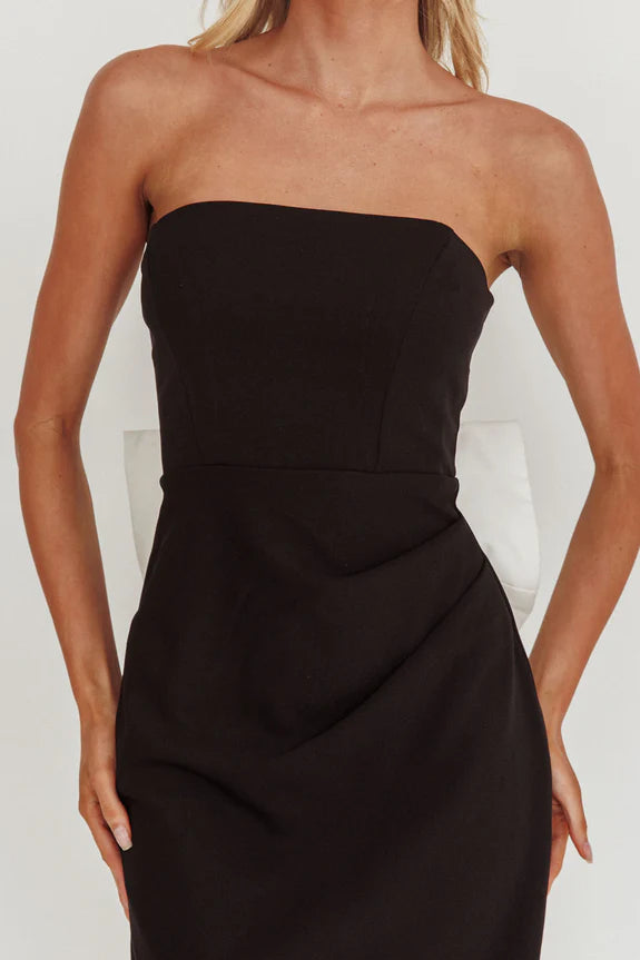 Pretty Strapless Sleeveless Oversized Bow Back Black Mini Homecoming Dress