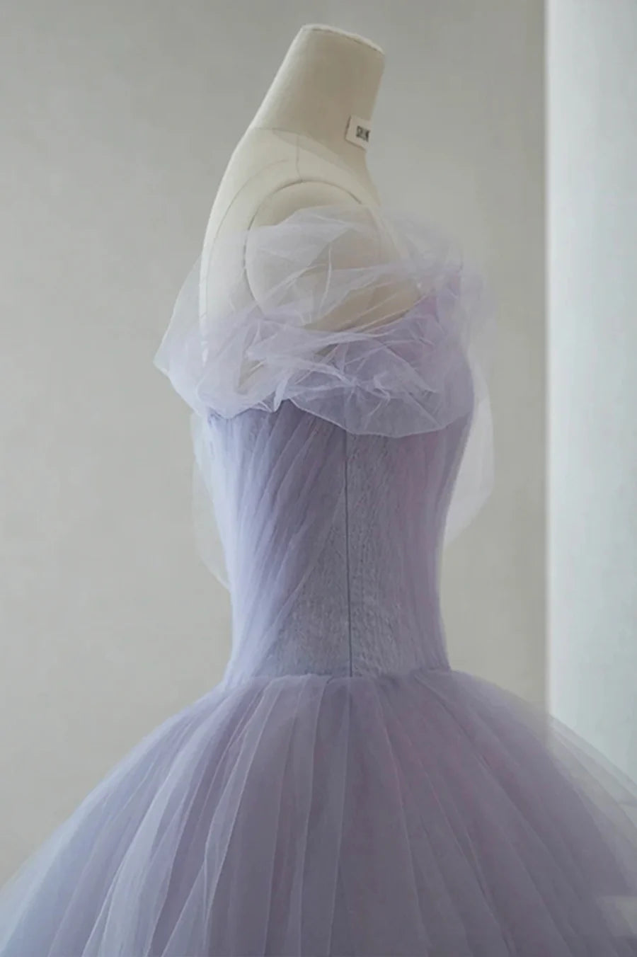 Purple Tulle Flowers A-Line Off the Shoulder Short Prom Dress Party Dress