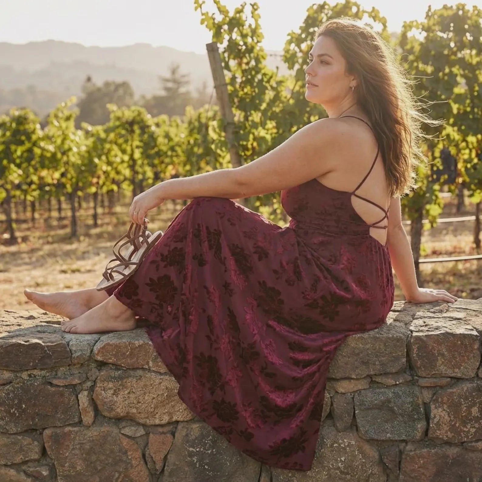 Romantic A-Line Spaghetti Straps Floral Pattern Burgundy Long Prom Dress Custom