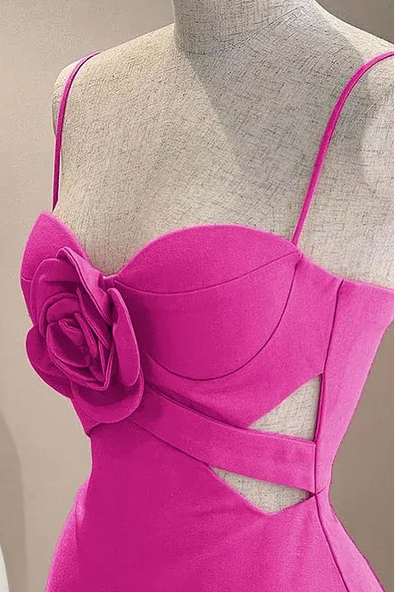 Romantic A-Line Sweetheart 3D Rose Cutout Hot Pink Mini Homecoming Dress