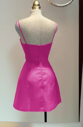 Romantic A-Line Sweetheart 3D Rose Cutout Hot Pink Mini Homecoming Dress