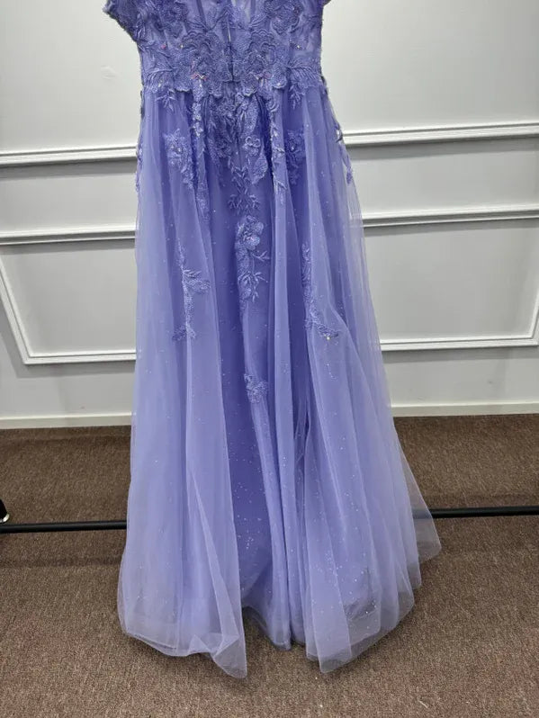 Romantic A-Line Sweetheart Neck Sleeveless Floral Lilac Maxi Prom Dress for Women Ready to Ship