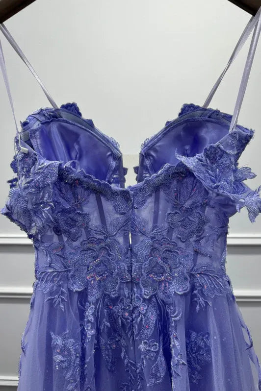 Romantic A-Line Sweetheart Neck Sleeveless Floral Lilac Maxi Prom Dress for Women Ready to Ship