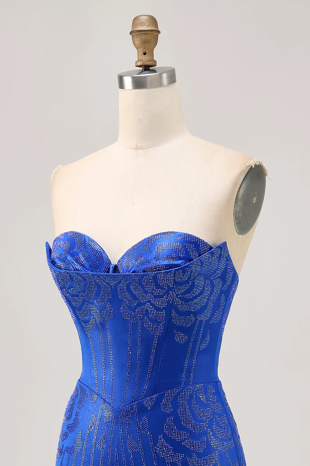 Royal Blue Sweetheart Collar Strapless Beaded Bodycon Open Back Short Homecoming Dress