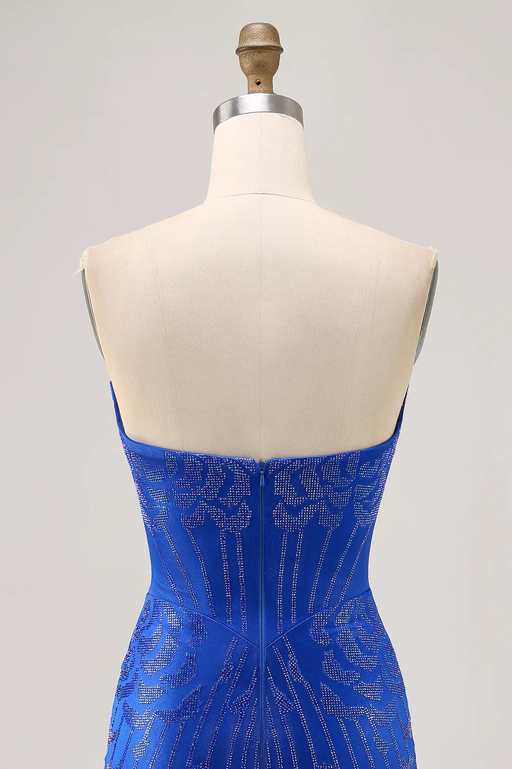 Royal Blue Sweetheart Collar Strapless Beaded Bodycon Open Back Short Homecoming Dress