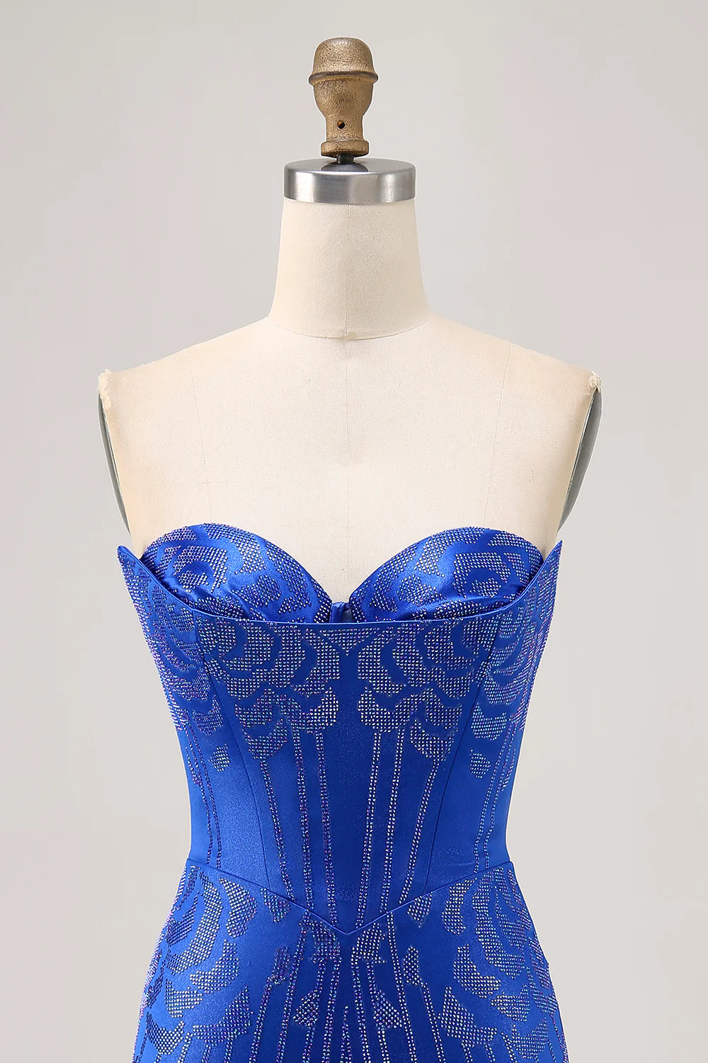 Royal Blue Sweetheart Collar Strapless Beaded Bodycon Open Back Short Homecoming Dress