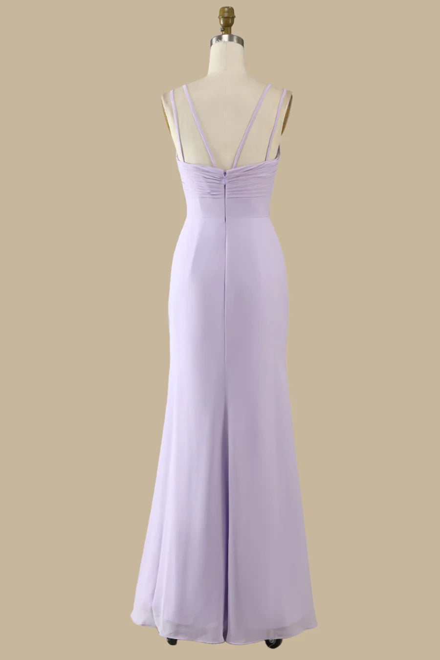 Sage Green Scoop Neck Spaghetti Straps Maxi Dress Bridesmaid Dresses