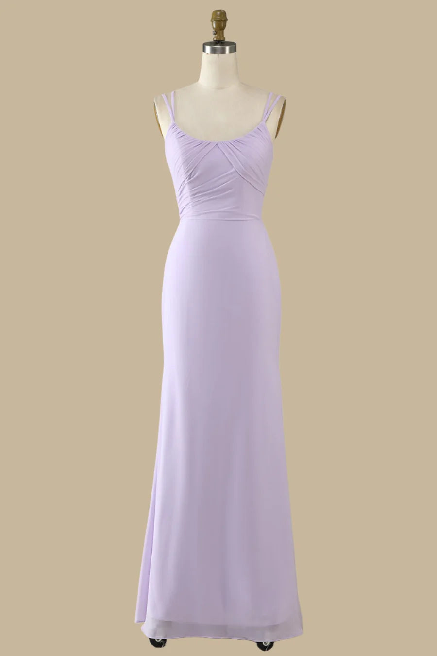 Sage Green Scoop Neck Spaghetti Straps Maxi Dress Bridesmaid Dresses