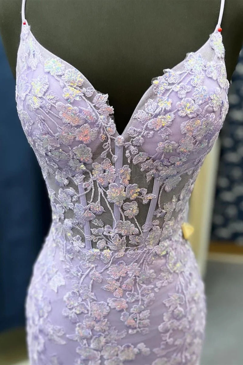 Sage Green V Neck Spaghetti Straps Mermaid Prom Dress With Appliques Hot Sale Party Dresses for Women