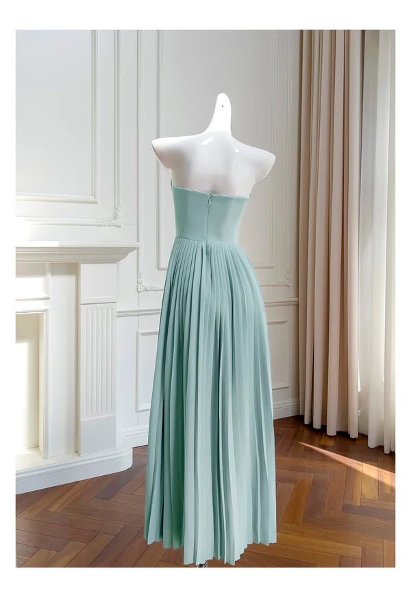 Simple Blue Chiffon Spaghetti Straps A Line Sweetheart Long Prom Dresses Casual Blue Party Dress