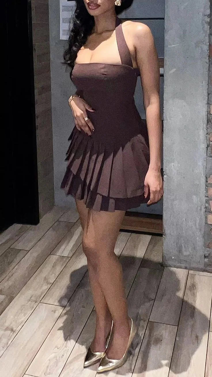 Simple Brown Satin A Line Short Prom Dress Birthday Party Dress Homecoming Dress
