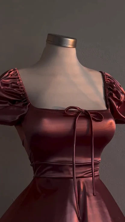 Simple Dusty Pink Satin Strapless A Line Short Prom Dress Birthday Party Dress Homecoming Dress