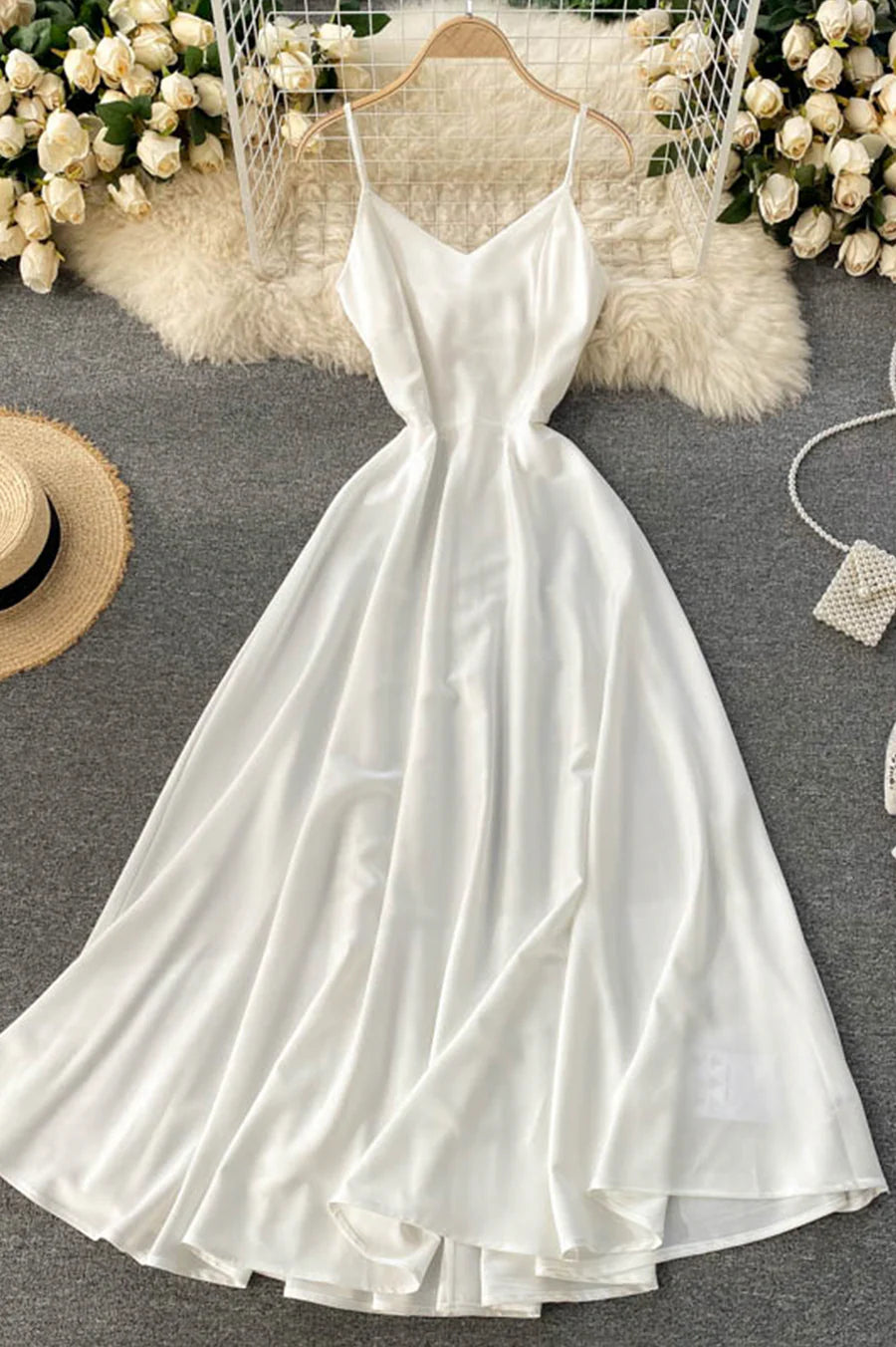 Simple V-Neck Spaghetti Straps A-Line Short Dress Party Dress