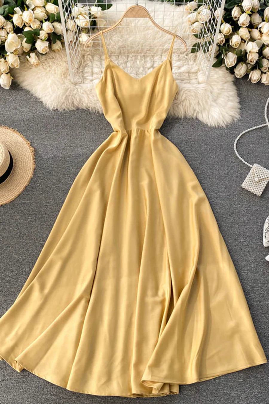 Simple V-Neck Spaghetti Straps A-Line Short Dress Party Dress