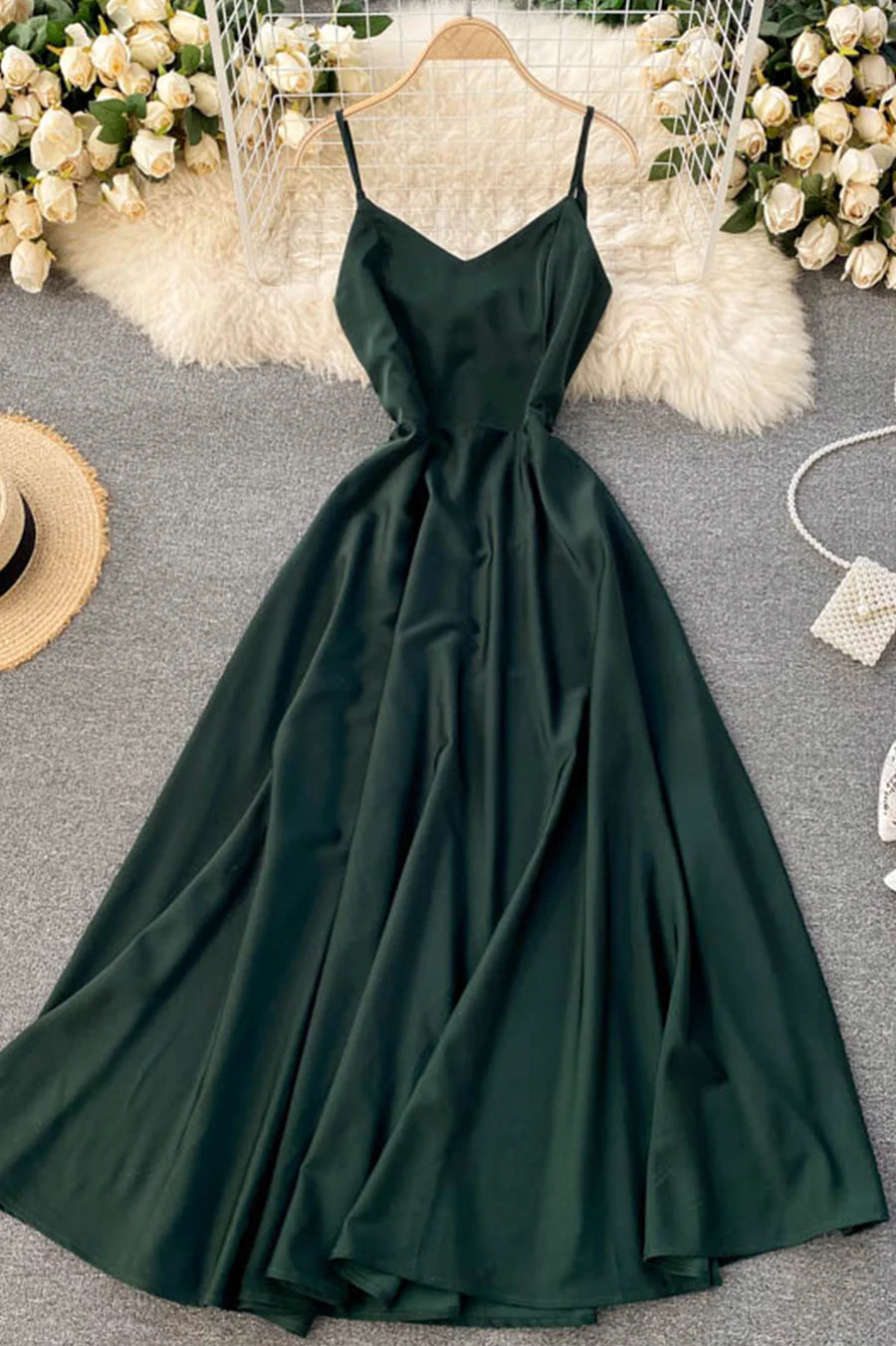 Simple V-Neck Spaghetti Straps A-Line Short Dress Party Dress