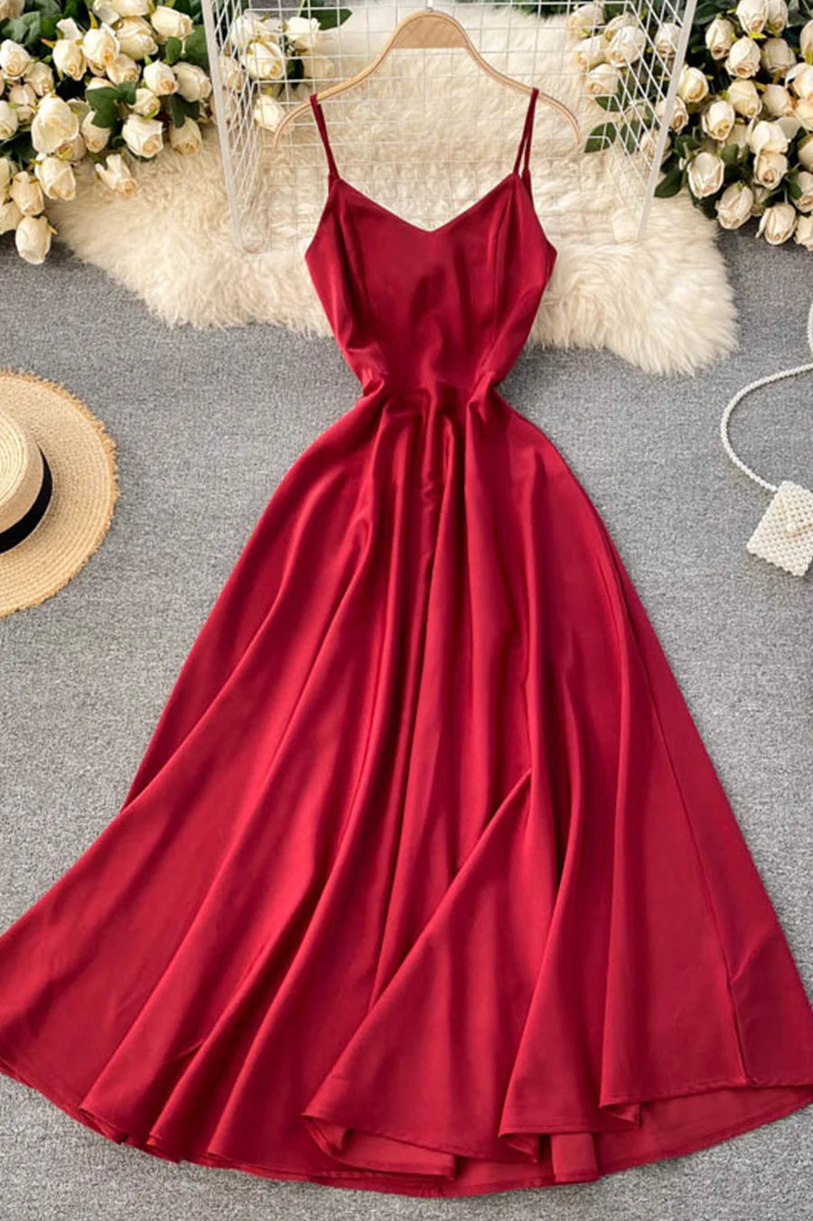 Simple V-Neck Spaghetti Straps A-Line Short Dress Party Dress