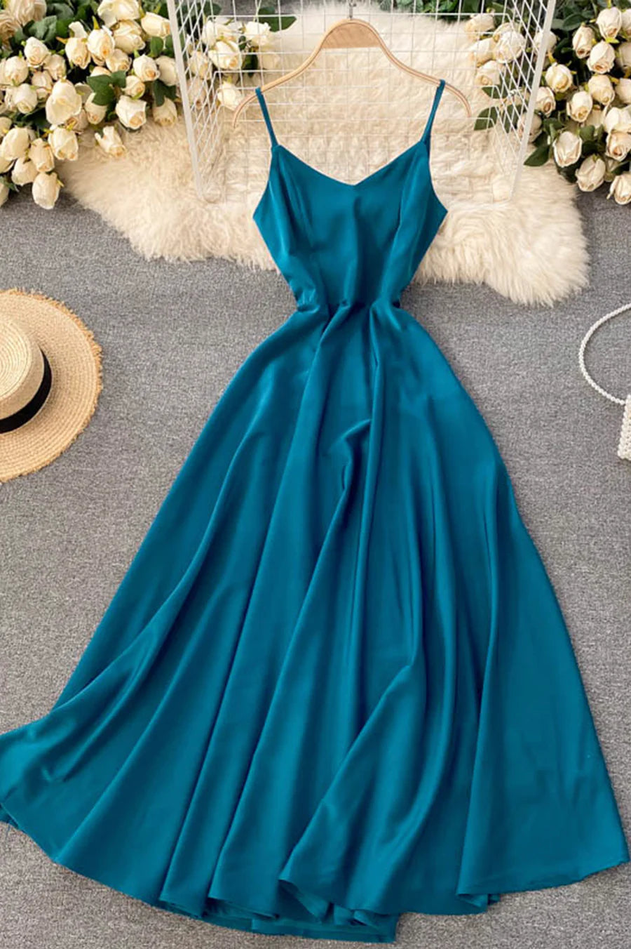 Simple V-Neck Spaghetti Straps A-Line Short Dress Party Dress