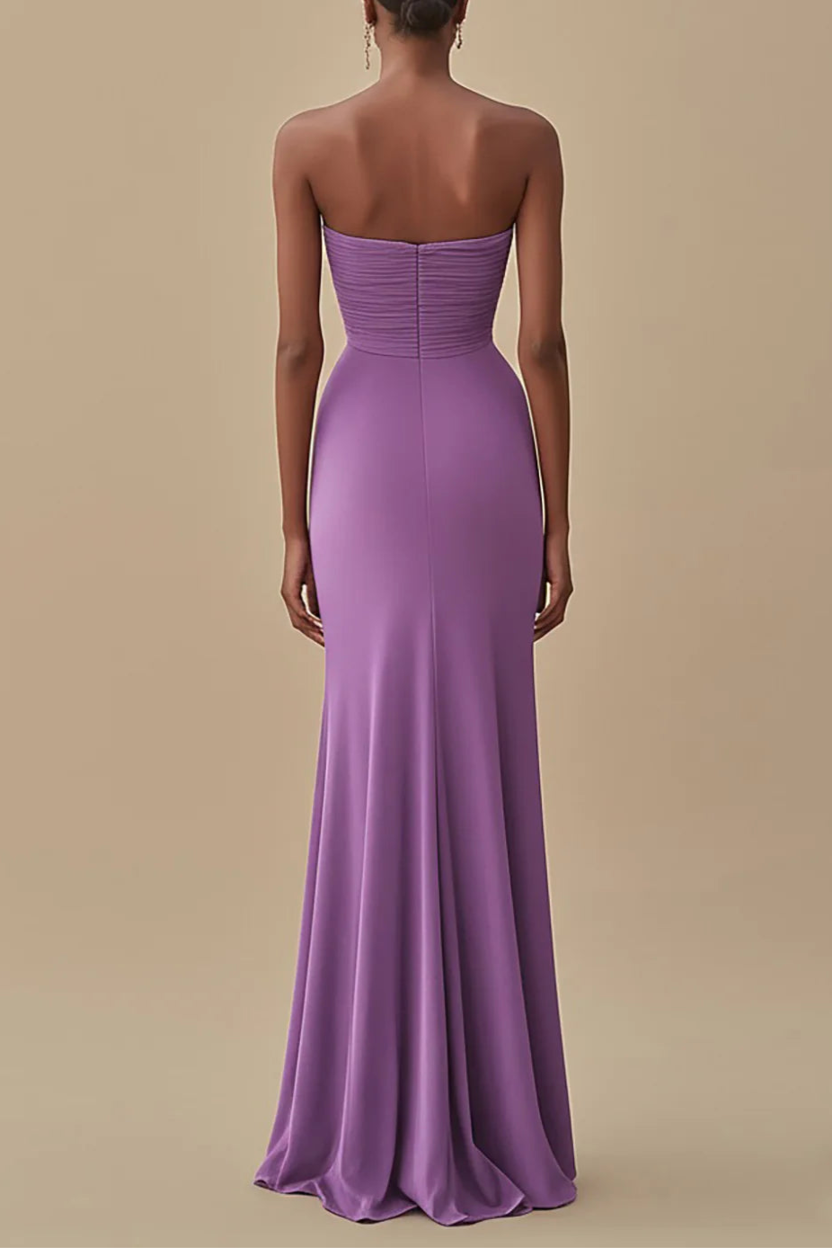 Simplicity Black Strapless Ruched Floor Length Long Evening Dress Formal Dress With Slit