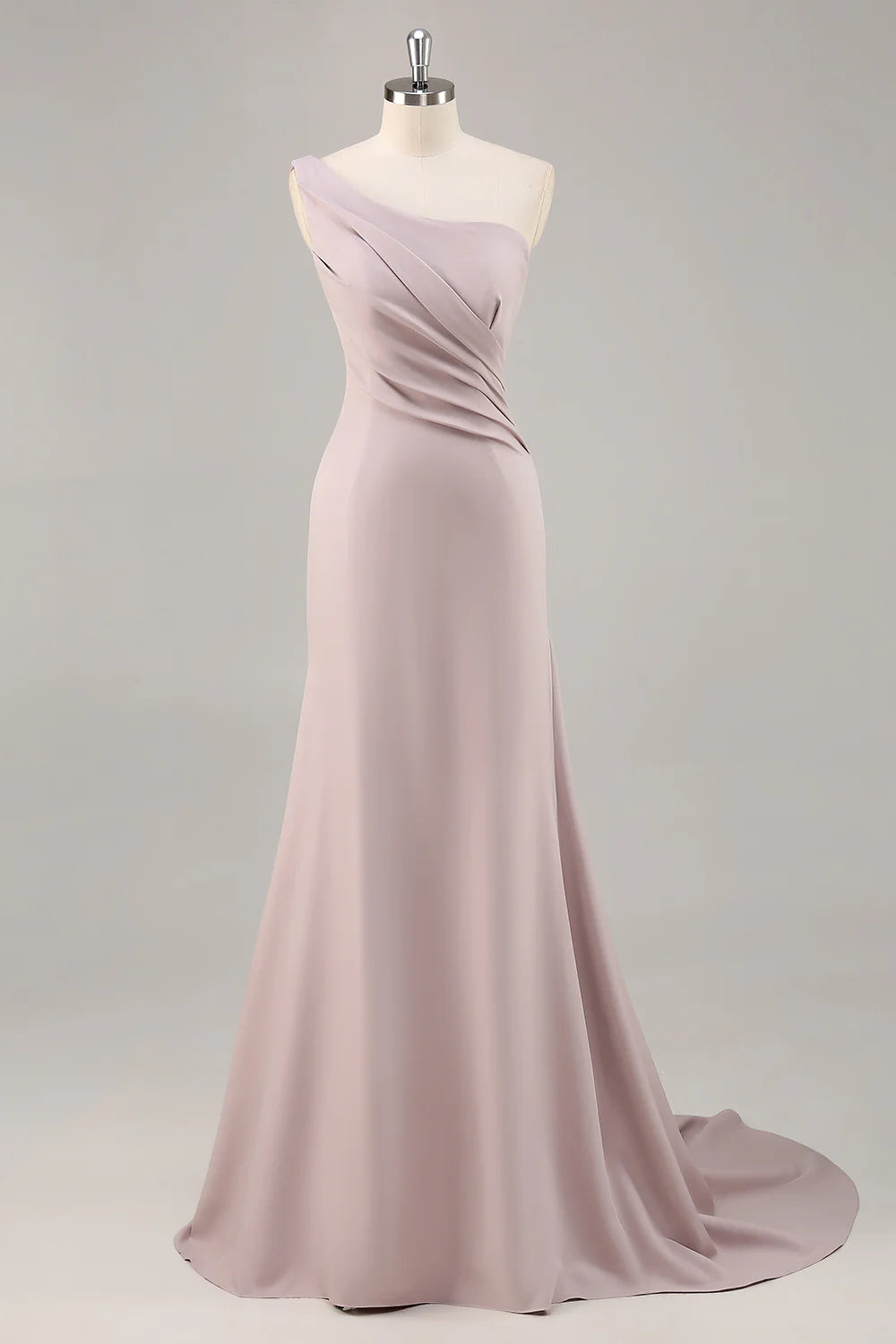 Simplicity Khaki One Shoulder Mermaid Long Formal Dress Khaki Evening Dress With Train