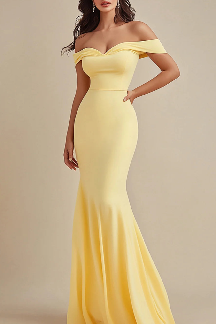 Simplicity Red Chiffon Sweetheart Collar Off the Shoulder Mermaid Floor Length Evening Dress