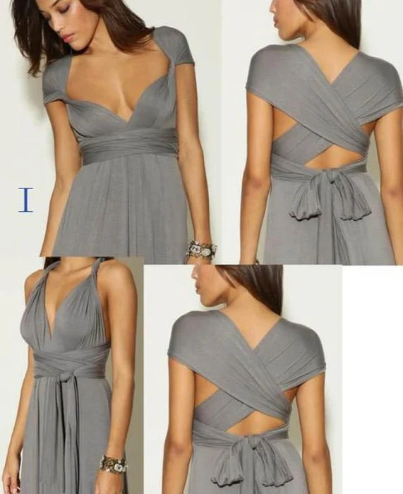 Slim Fit Elegant Drape Chiffon Cross-back Sleeveless Floor-Length Bridesmaid Dress Long Prom Gowns