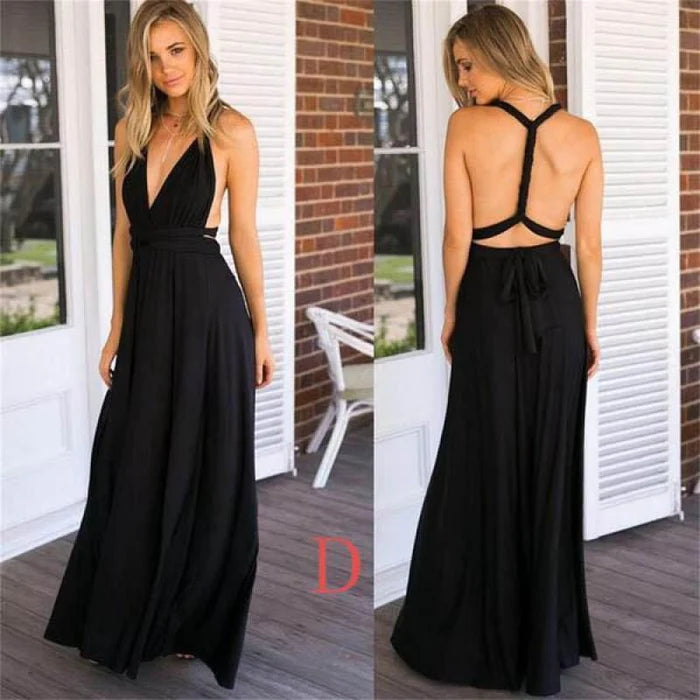 Slim Fit Elegant Drape Chiffon Cross-back Sleeveless Floor-Length Bridesmaid Dress Long Prom Gowns