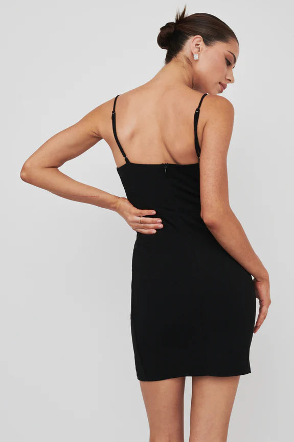 Spaghetti Straps Diamante Trim Bodycon Black Mini Homecoming Dress