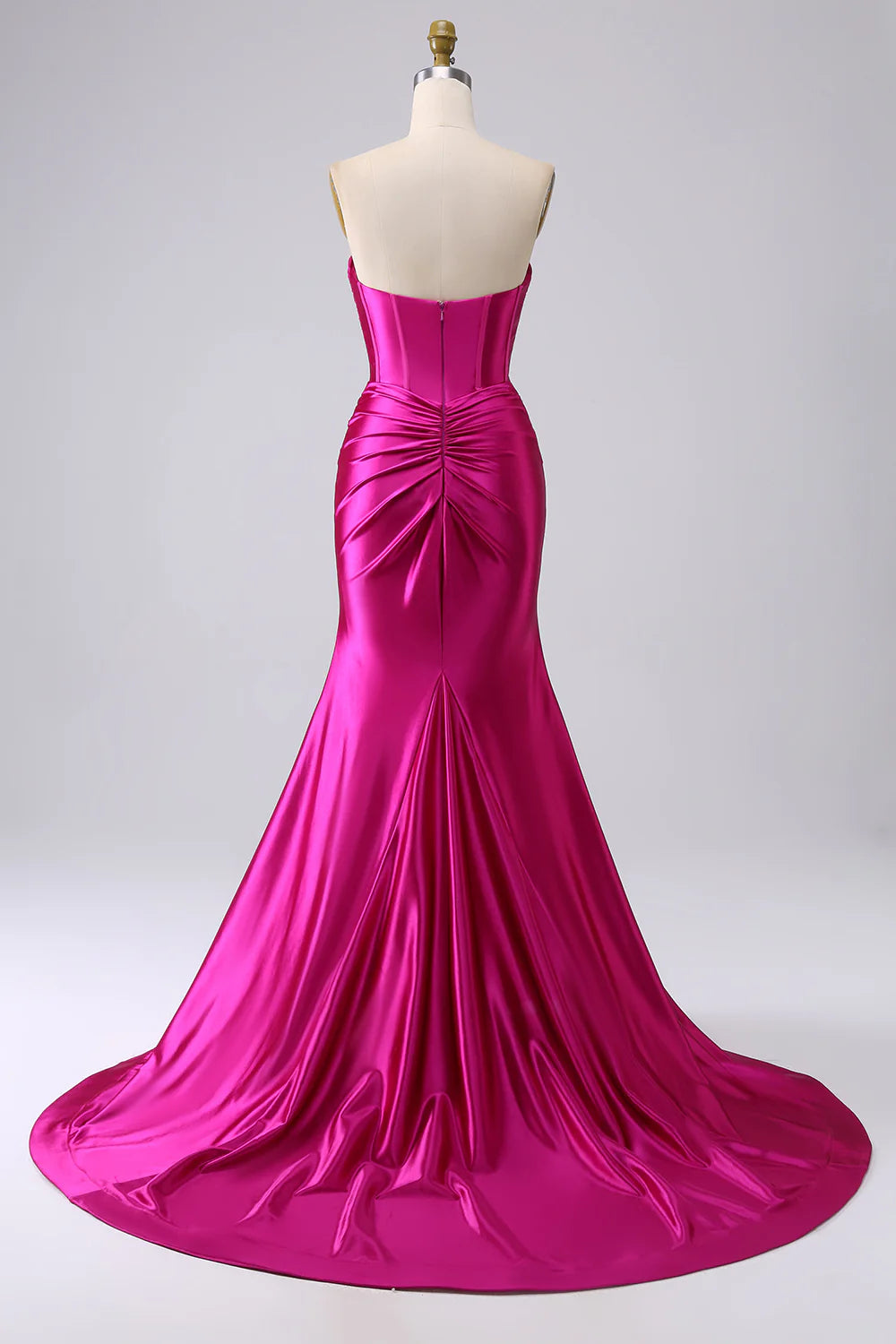 Sparkly Fuchsia Mermaid Sweetheart Neck Corset Hollow Long Prom Dress with Side Slit