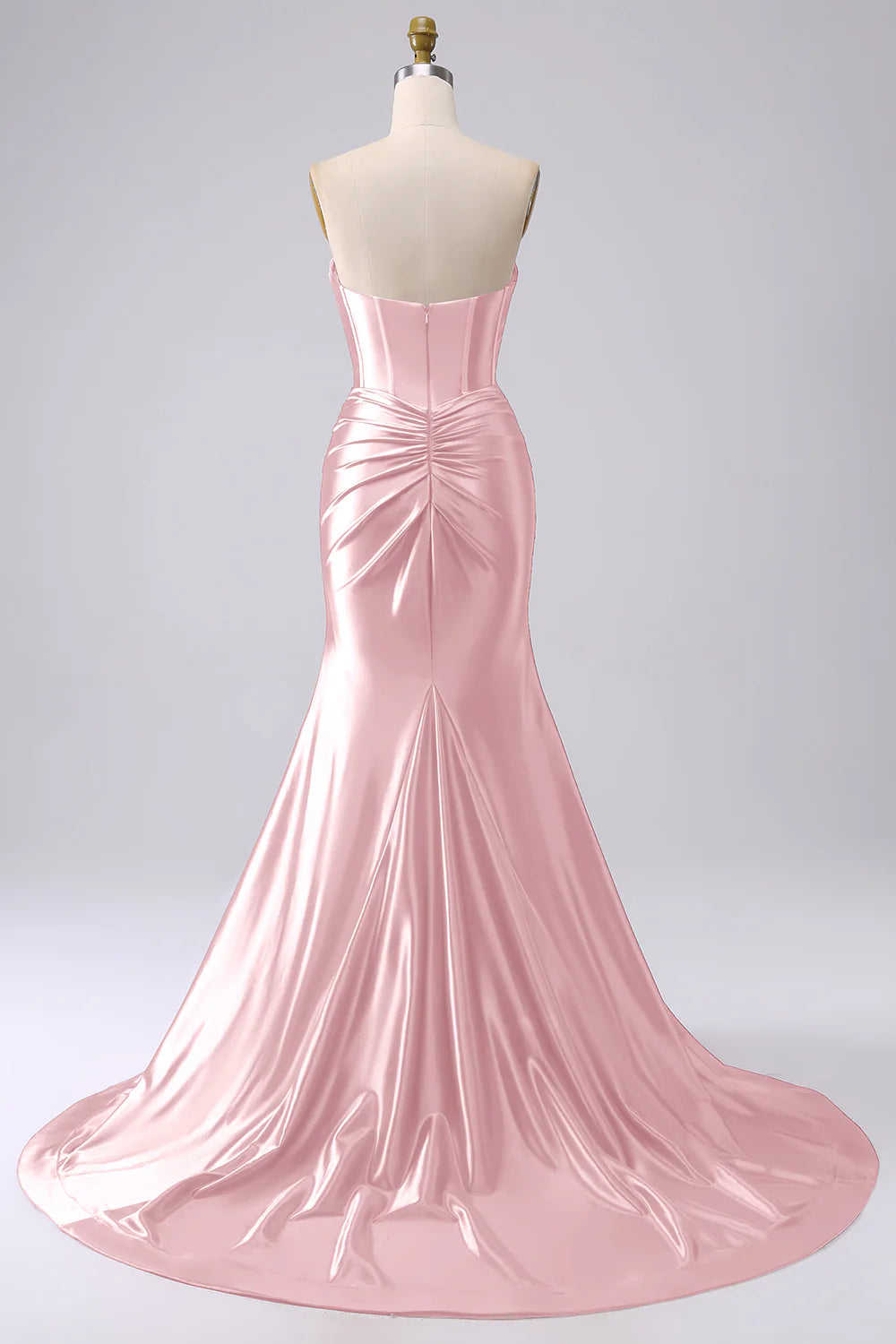 Sparkly Fuchsia Mermaid Sweetheart Neck Corset Hollow Long Prom Dress with Side Slit