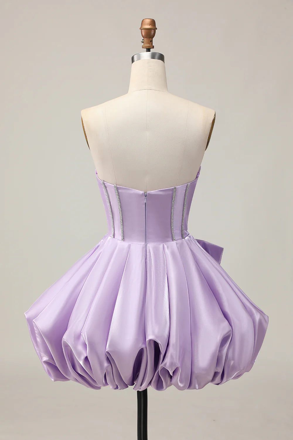 Sparkly Purple Sweetheart Collar A-Line Strapless Sequins Short Homecoming Party Dress With Bow