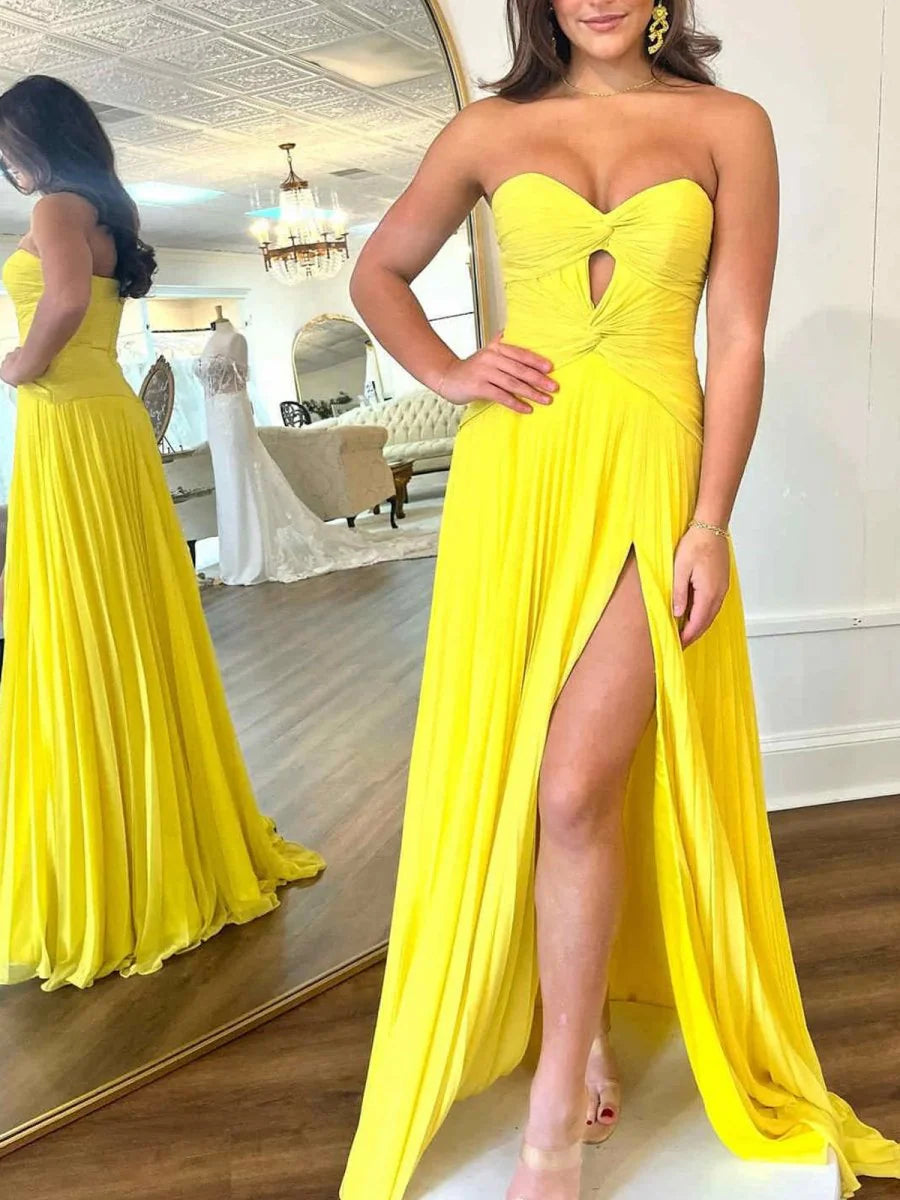 Strapless Keyhole Pleated Sheath Floor Length A-Line Long Prom Dresses Aqua Blue Evening Dress