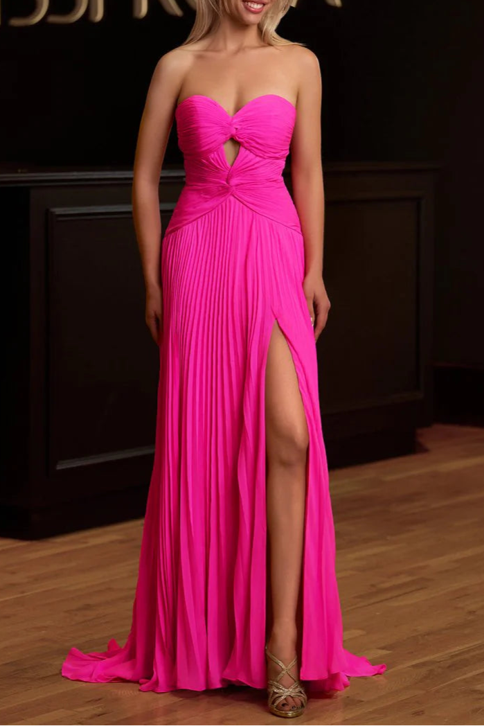 Strapless Keyhole Pleated Sheath Floor Length A-Line Long Prom Dresses Aqua Blue Evening Dress