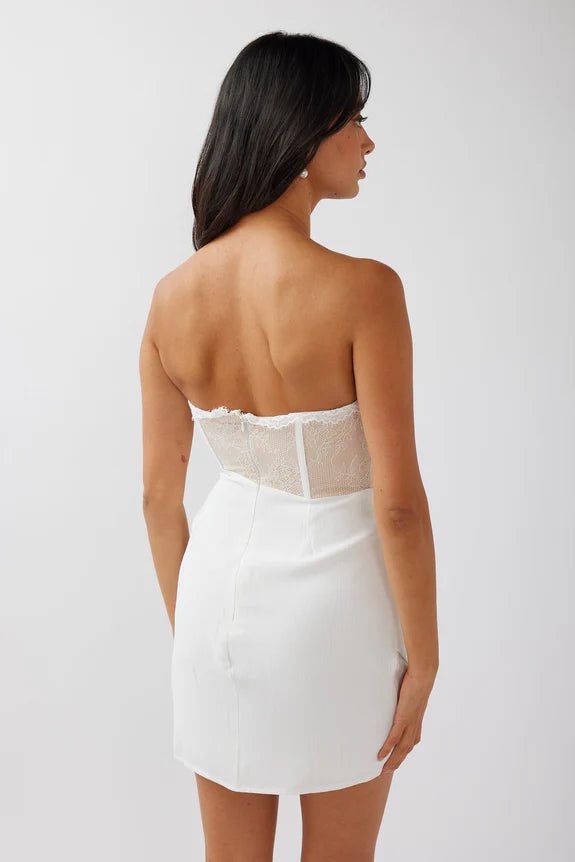 Strapless Lace Bodice Bodycon Corset Black Mini Homecoming Dress Hot Sale