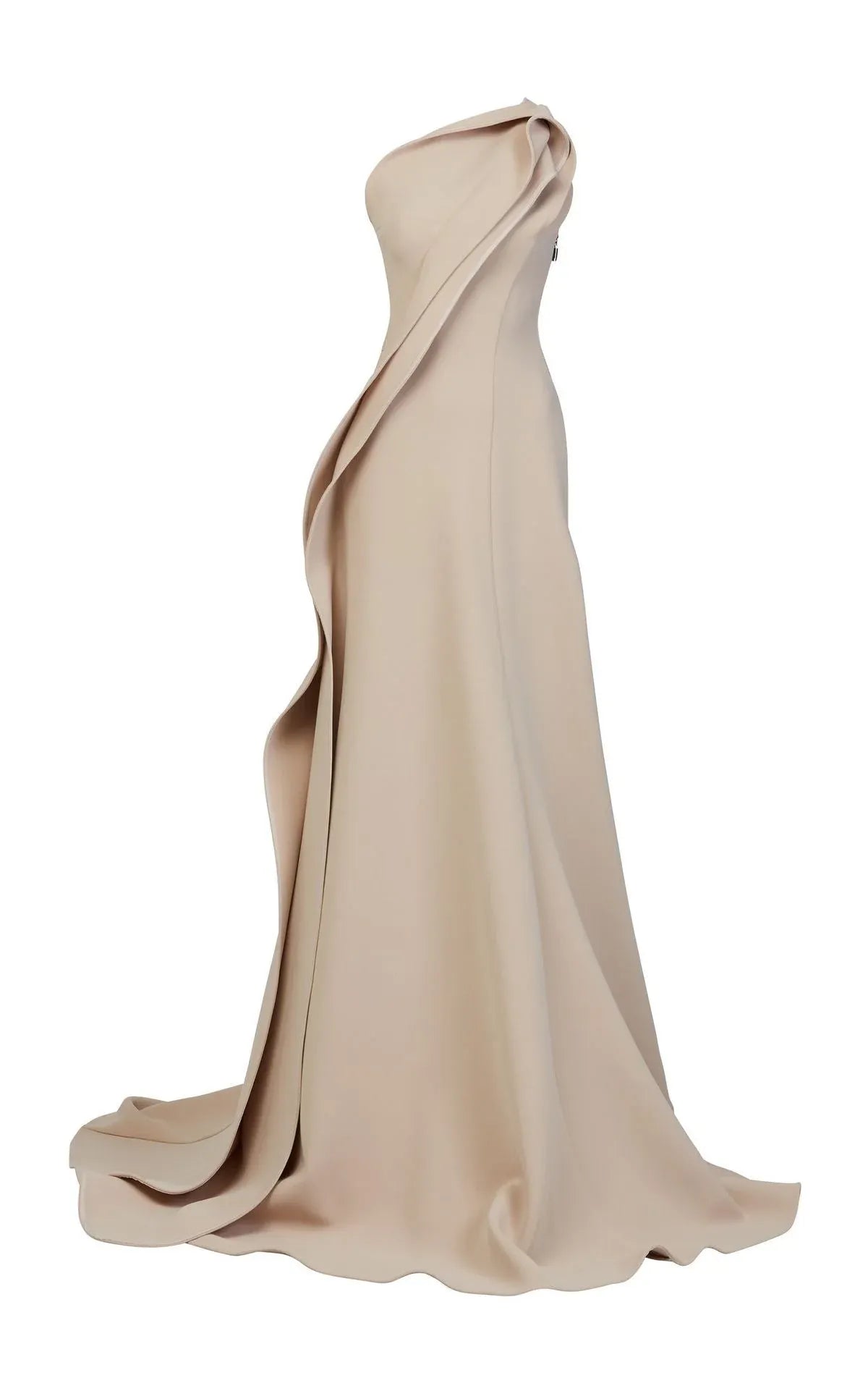 Stylish Champagne Ruffle Satin Mermaid One Shoulder Floor Length Party Dresses Prom Dress