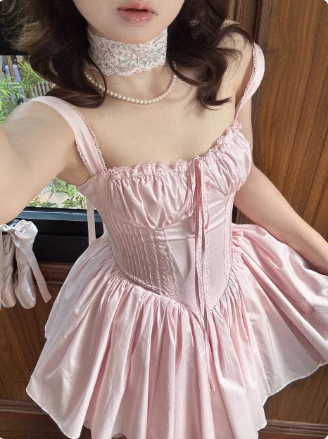 Sweet Lace Fishbone Suspender Princess Birthday Tutu Homecoming Dress Party Dress