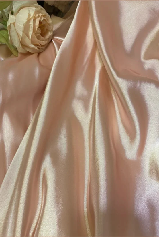 Sweet Pink Satin 3D Rose V-Neck Ruffles Long Evening Dress Prom Dress With Sweep Train