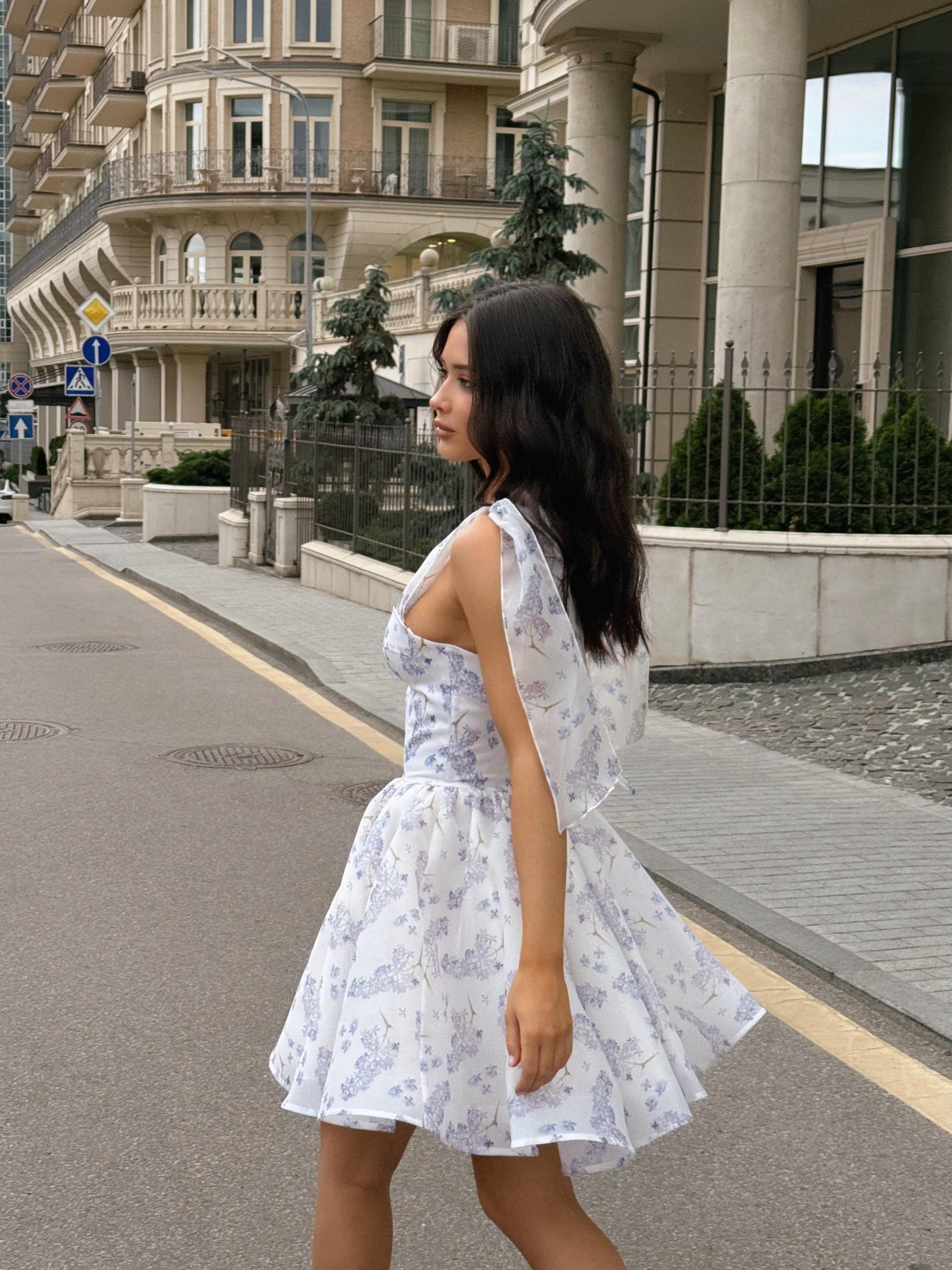 Sweet A-Line Sweetheart Floral Print Ruffled White Short Homecoming Dresses