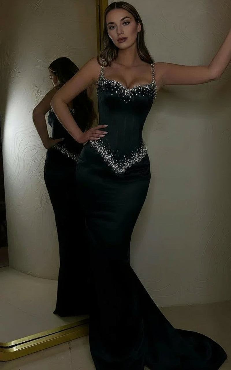 Sweetheart Corset Rhinestone Embellished Evening Dress Prom Dress With Train