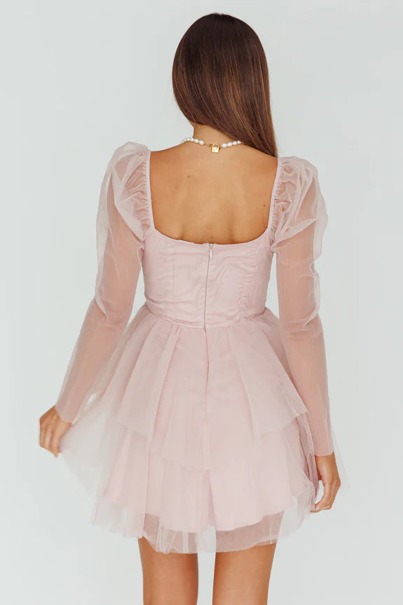 Sweetheart Long Sleeve Corset Tiered Tulle White Mini Homecoming Dress