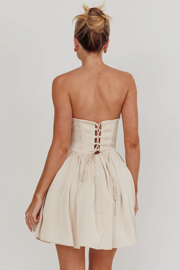 Sweetheart Neckline Bodycon Lace-up Champagne Mini Homecoming Dress For Ladies