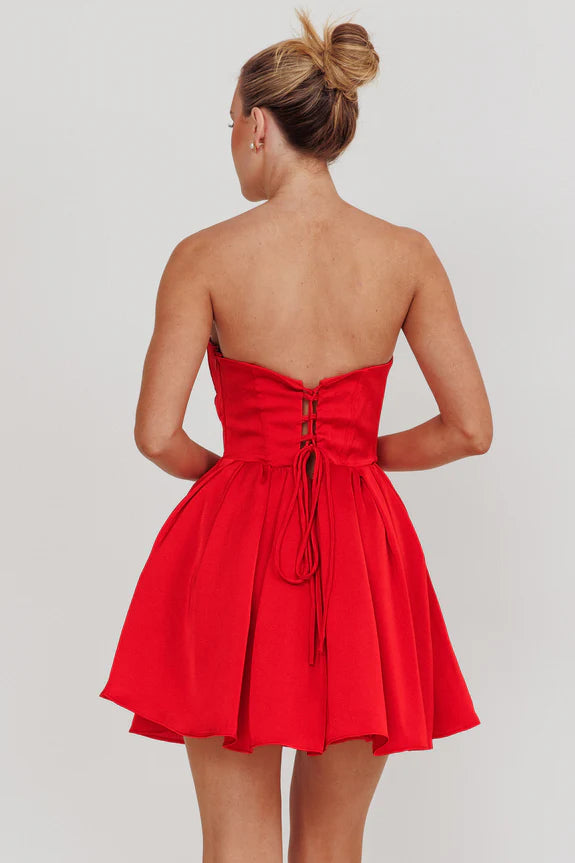 Sweetheart Neckline Bodycon Lace-up Red Mini Homecoming Dress For Ladies