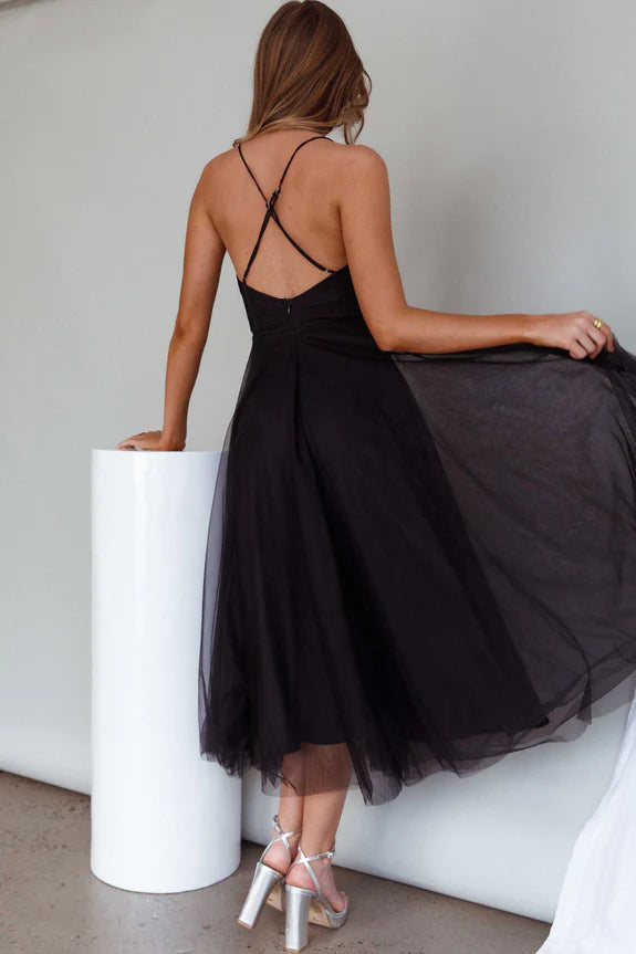 Sweetheart Neckline Spaghetti Straps Chiffon Sage Midi Evening Dress