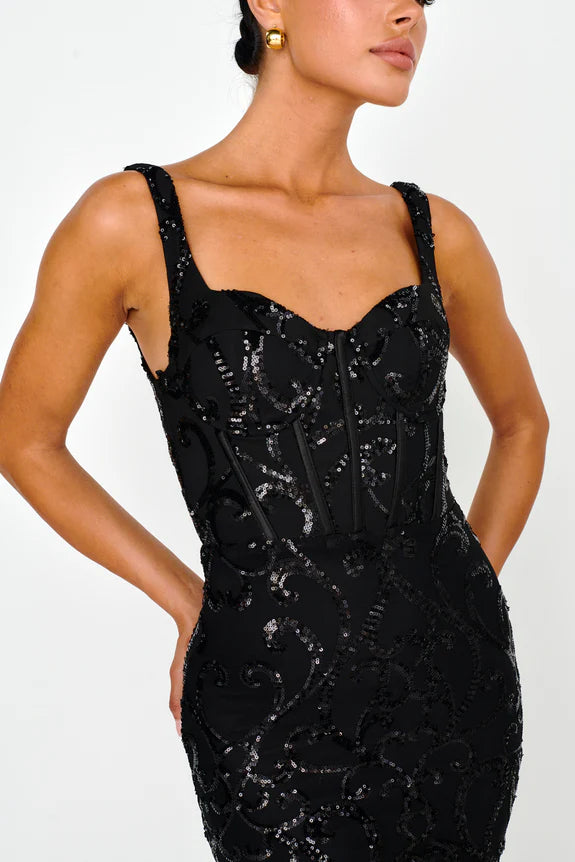 Sweetheart Sequin Embellished Black Mini Homecoming Dress Party Dress