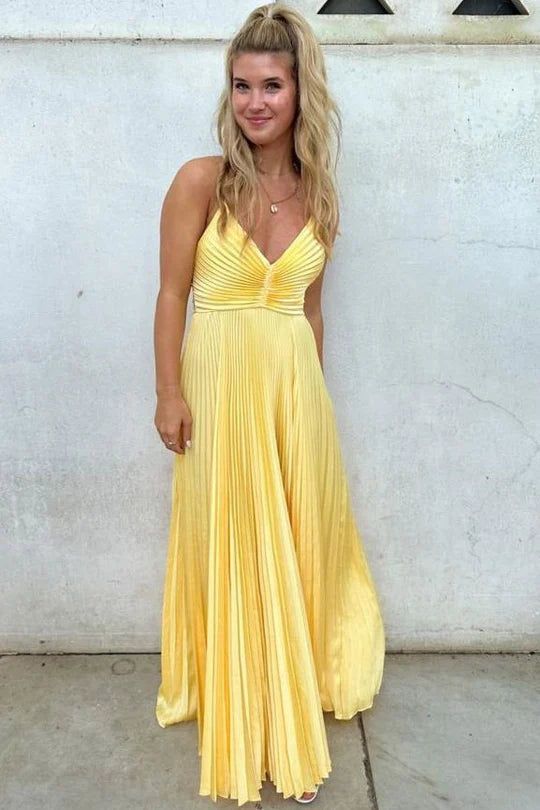 Tie-Up Fashion Spaghetti Strap Ruffled A-Line High Waist Formal Prom Dress