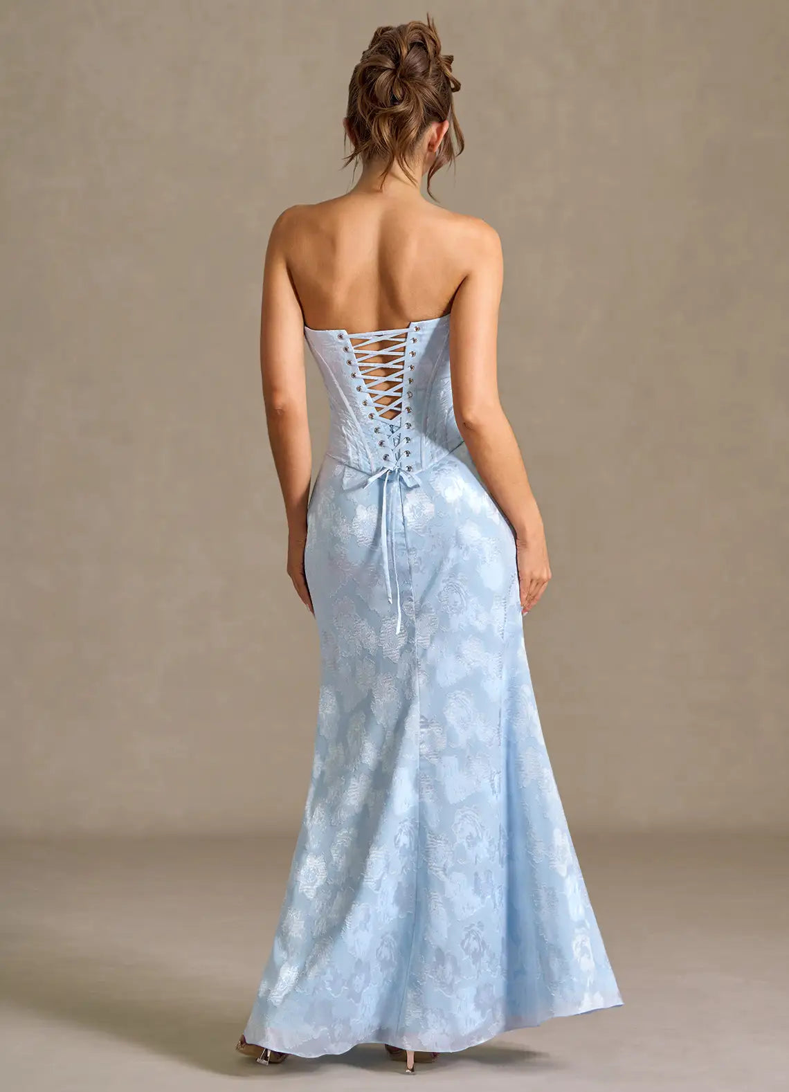 Two-Piece Mermaid Sweetheart Corset Blue Full Length Prom Dress