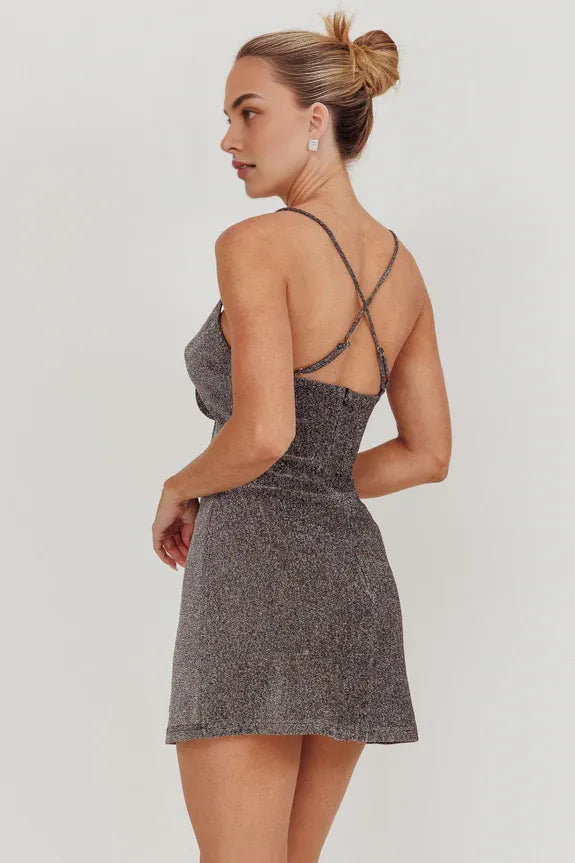 V Neck Spaghetti Straps 3D Rose Charcoal Mini Homecoming Dress