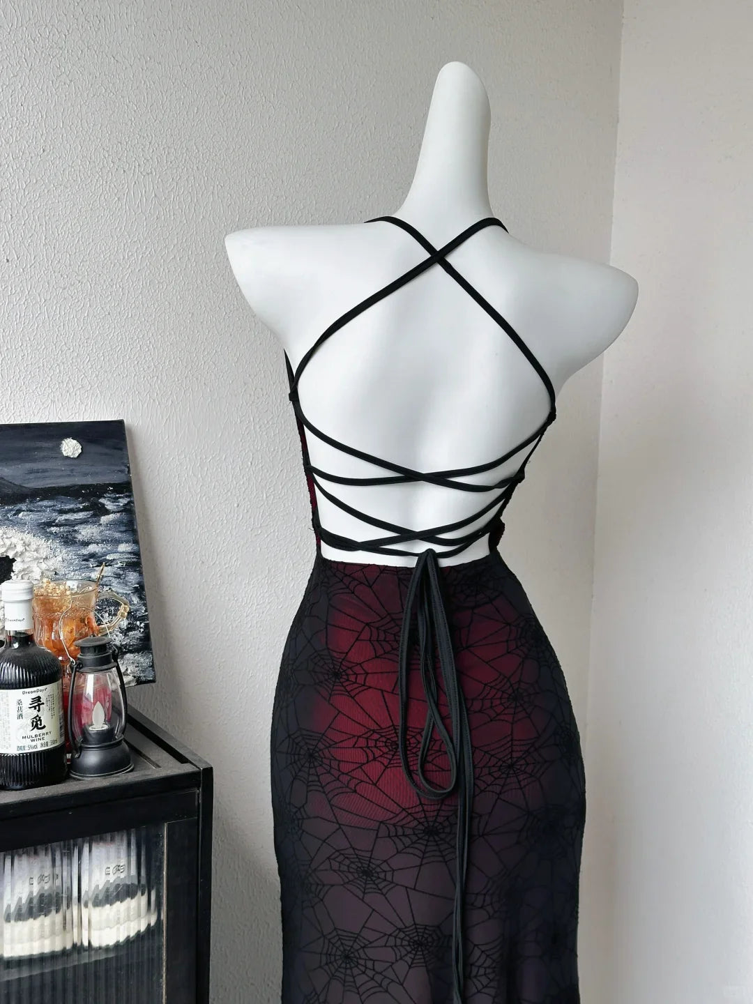 Vintage Burgundy Satin Halter Sheath Long Evening Dress Backless Evening Dress Party Dress