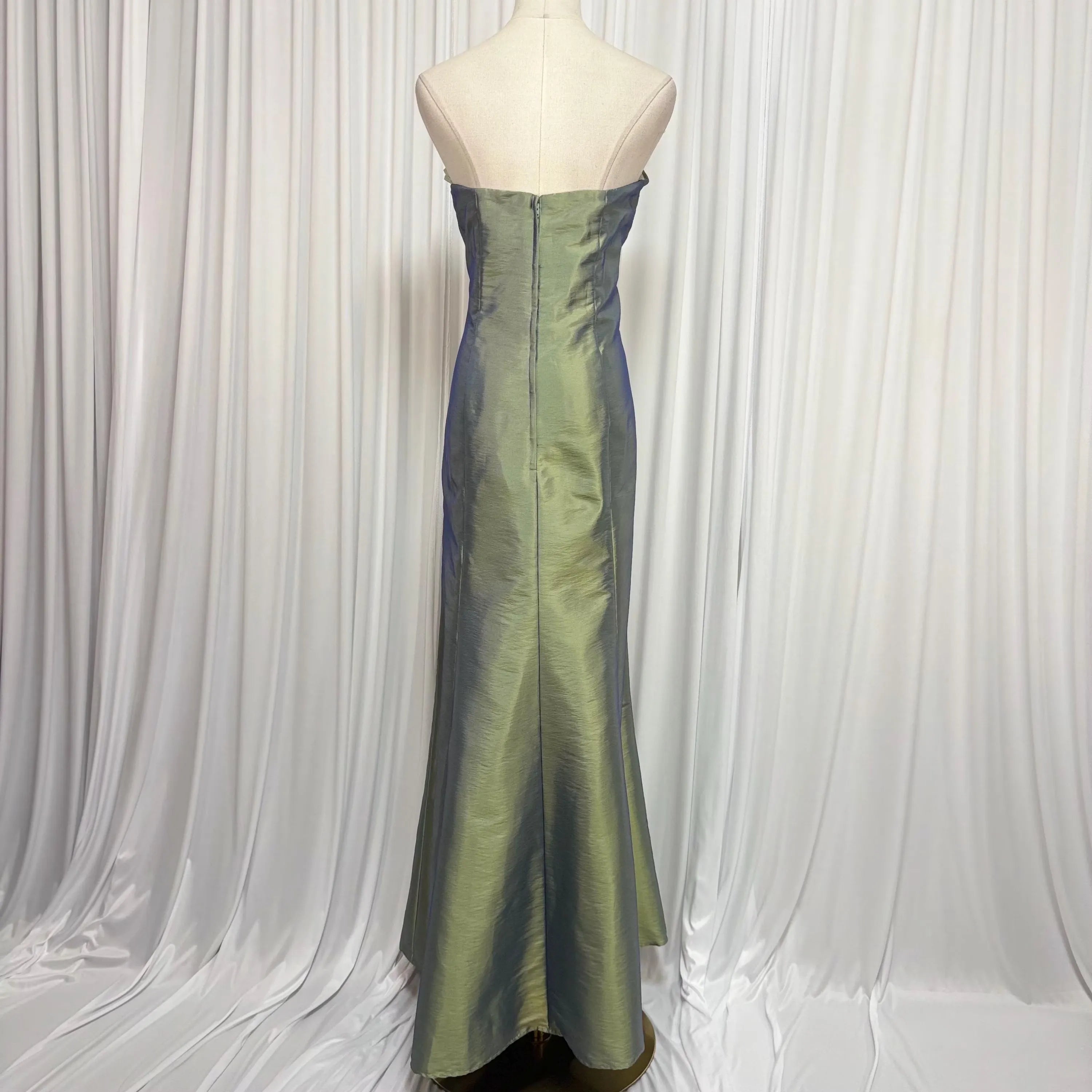 Vintage Mermaid Strapless Sweetheart Iridescent Olive Green Floor-Length Prom Dress